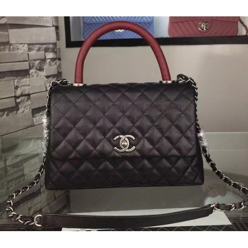 Borsa a tracolla Chanel Tote originale in pelle di caviale A7780 nera