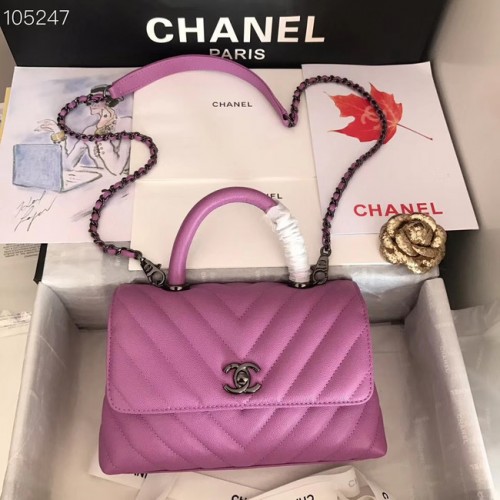 Chanel Borsa piccola con patta Top Handle V92990 Violaceo