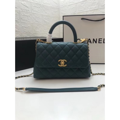 Borsa piccola con patta Chanel con manico superiore A92990 blu