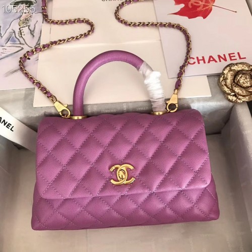 Borsa piccola con patta Chanel con manico superiore A92991 violaceo