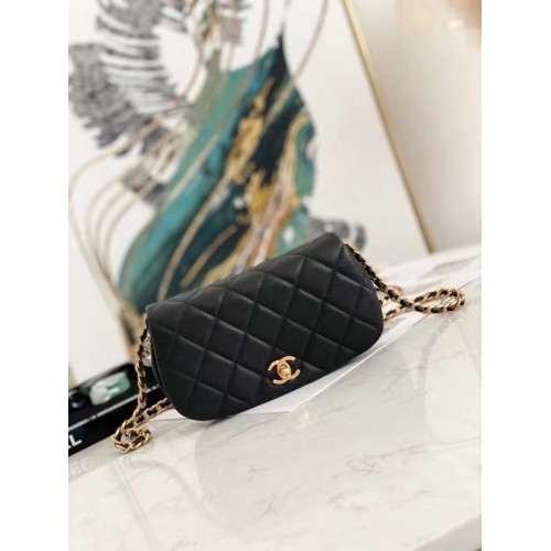 Borsa a tracolla piccola con patta Chanel Pelle originale AP2358 nera