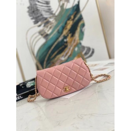 Borsa a tracolla piccola con patta Chanel Pelle originale AP2358 rosa