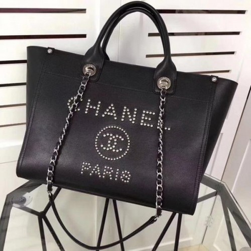 Borsa tote Chanel in pelle di vitello CHA3627 nera