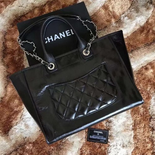 Borsa Chanel Tote Shopping in pelle originale A68046 nera