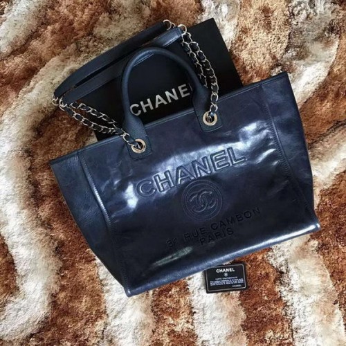 Chanel Tote Shopping Bag Pelle originale A68046 Blu