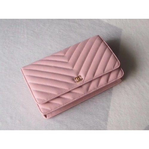 Chanel V mini borsa con patta Chevron in pelle di montone A33814V rosa