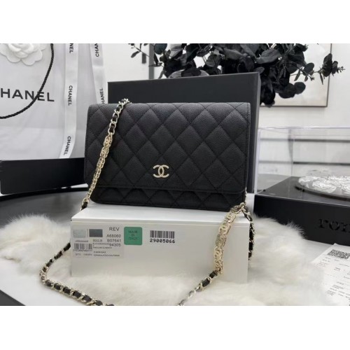 Borsa a tracolla Chanel WOC Original Caviar Leather Flap CC33815 nera
