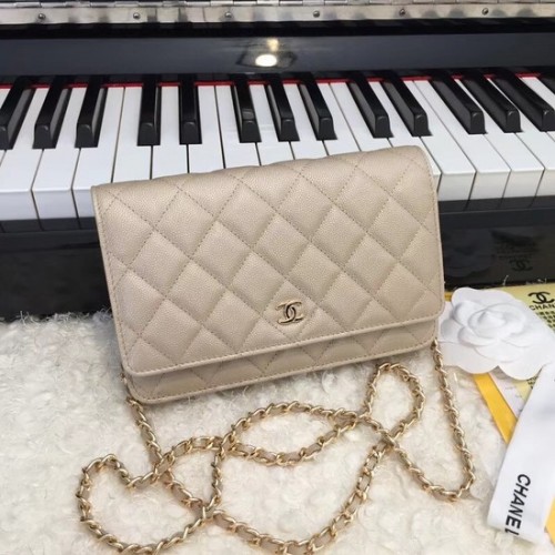 Chanel WOC Original Caviar Leather Flap borsa a tracolla CF33814 oro Catena d'oro