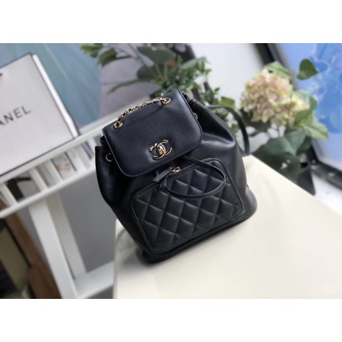 Zaino Chanel pelle di vitello granulata metallo tonalità oro A57571 nero