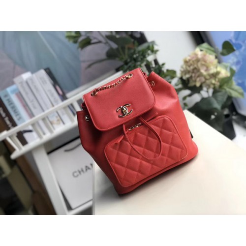 Zaino Chanel pelle di vitello granulata metallo tonalità oro A57571 rosso