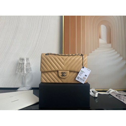 Borsa classica Chanel Pelle di agnello oro Metallo V01112 marrone