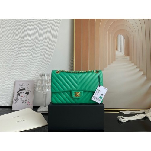 Borsa classica Chanel Pelle di agnello oro Metallo V01112 verde