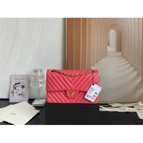 Borsa classica Chanel Pelle di agnello oro Metallo V01112 rosa