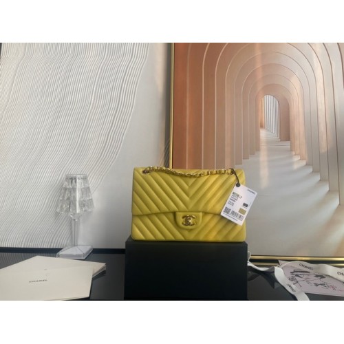 Borsa classica Chanel Pelle di agnello oro Metallo V01112 giallo