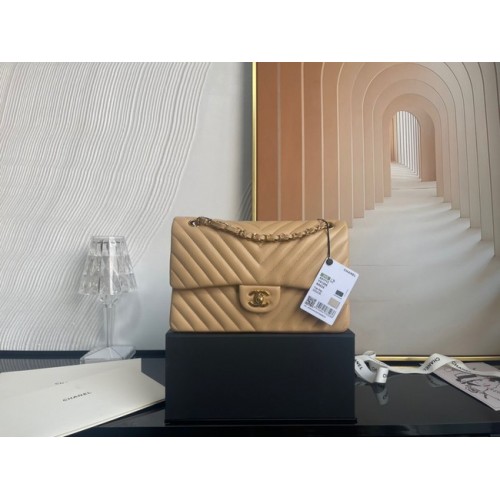 Borsa classica Chanel Pelle di agnello argento Metallo V01112 marrone