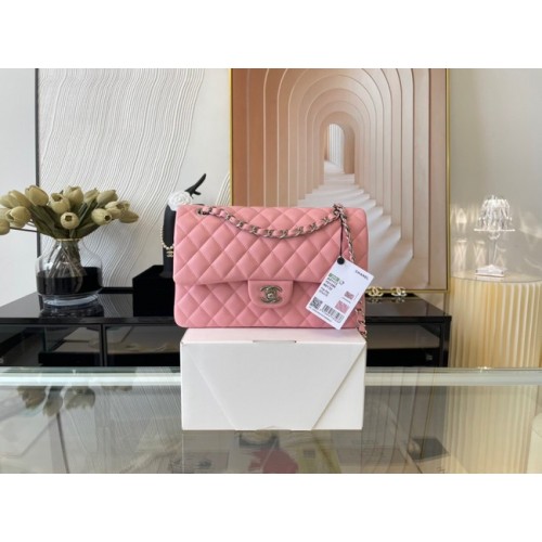 Borsa classica Chanel Pelle di agnello e metallo argento 01112 Polvere di fiori di ciliegio