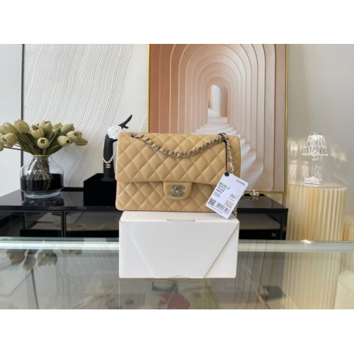 Borsa classica Chanel Pelle di agnello e metallo argento 01112 albicocca