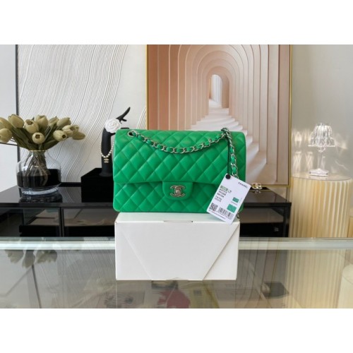 Borsa classica Chanel Pelle di agnello e metallo argento 01112 verde