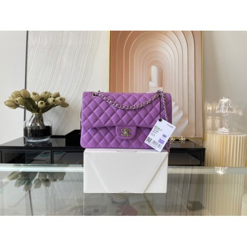 Borsa classica Chanel Lambskin&silver Metal 01112 viola