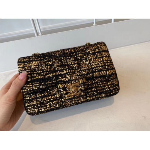 Borsa classica Chanel Tweed Gold-Tone Metal A01116-1