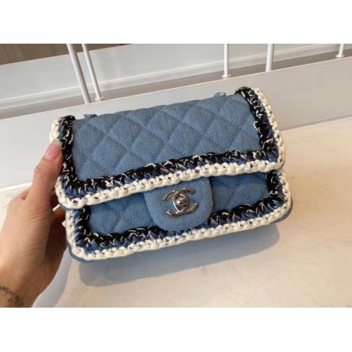 Borsa classica Chanel Tweed metallo tono argento A01116-3
