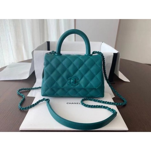 Borsa Chanel Coco mini flap con manico superiore AS2215 verde