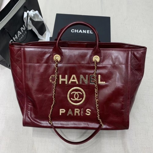 Borsa shopping Tote in pelle bovina Chanel A66942 Borgogna