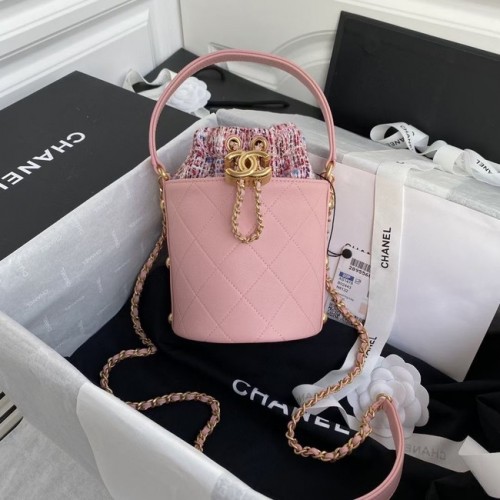 Borsa Chanel con coulisse Pelle di agnello Gold Metal AS6695 rosa