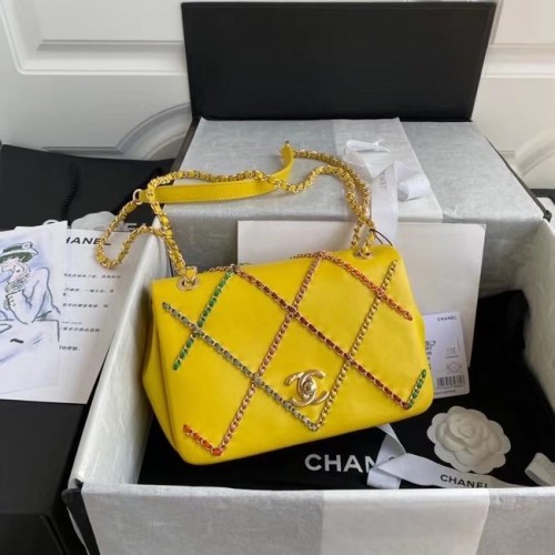 Borsa con patta Chanel AS2383 gialla Multicolor
