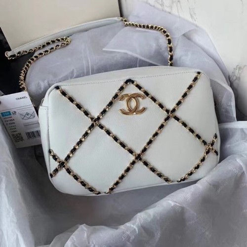 Borsa a tracolla Chanel AS2384 Bianco nero