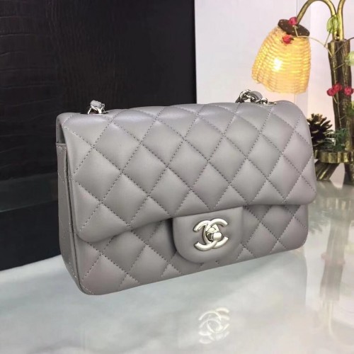 Borsa con patta Chanel Grigio A1116 Argento