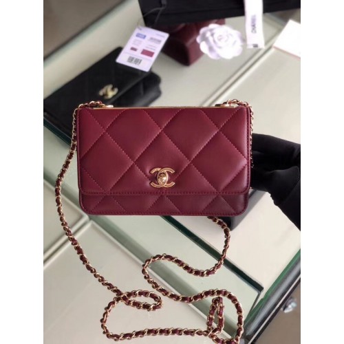 Borsa con patta Chanel pelle di agnello metallo tono oro 3798 violaceo