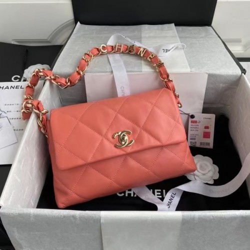 Borsa con patta Chanel Pelle di agnello in metallo dorato AS2299 rosa