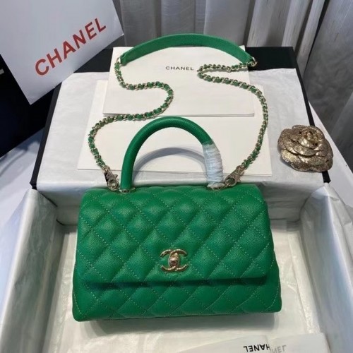 Borsa con patta Chanel con manico superiore A92990 verde