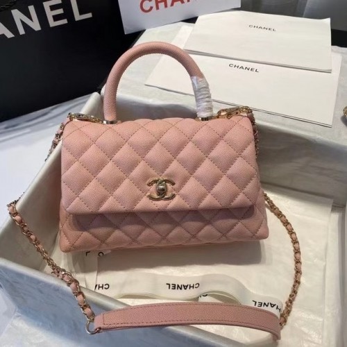 Borsa con patta Chanel con manico superiore A92990 rosa