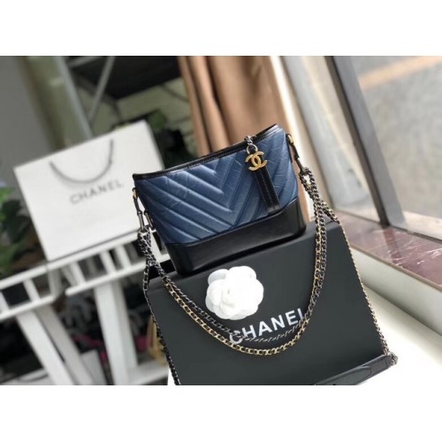 Chanel gabrielle borsa hobo piccola A91810 blu&nera