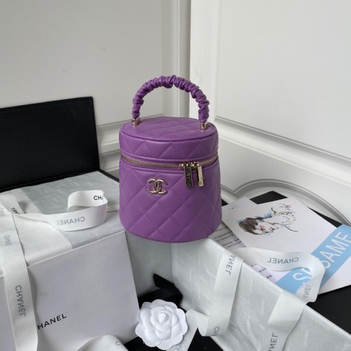 Borsa Chanel in pelle di agnello con manico superiore AP2730 Viola