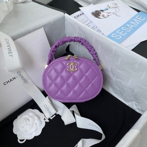 Borsa Chanel in pelle di agnello con manico superiore AP27301 Viola