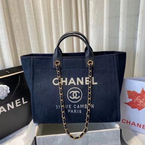Borsa shopping grande Chanel A66941 blu royal