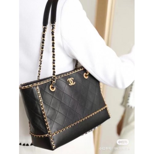 Borsa a tracolla in pelle Chanel AS2739 nera