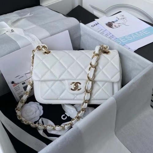 Borsa a tracolla in pelle Chanel AS2798 bianca