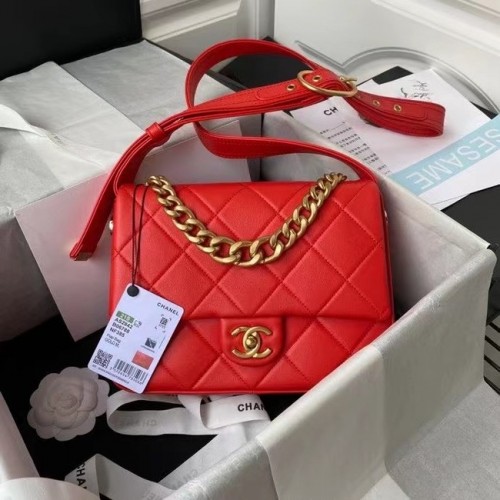 Borsa a tracolla in pelle Chanel AS2842 rossa