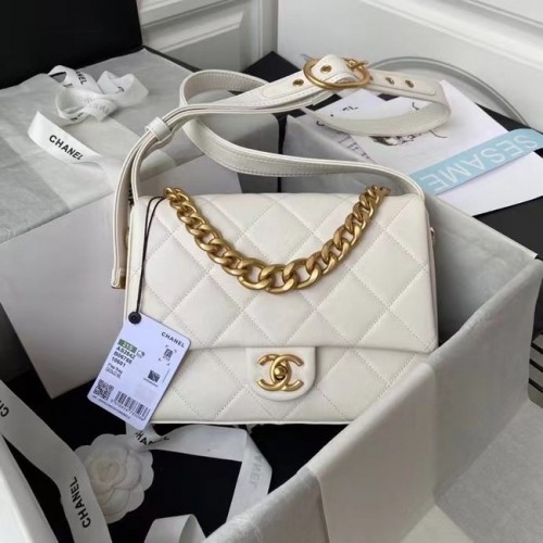 Borsa a tracolla in pelle Chanel AS2842 bianca