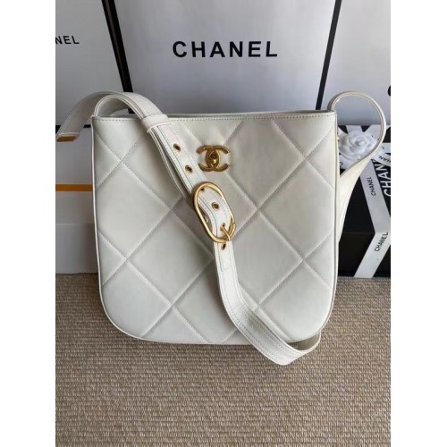 Borsa a tracolla in pelle Chanel AS2844 bianca