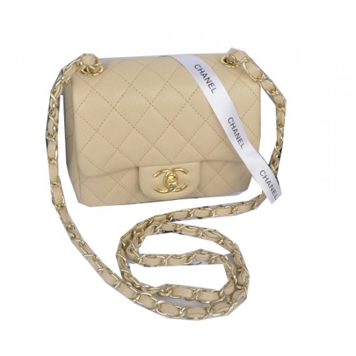 Borsa Chanel mini classica con patta albicocca modello Cannage 1115 oro
