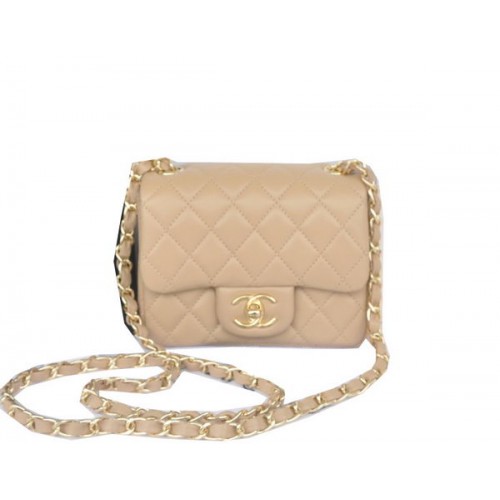 Chanel mini borsa classica con patta albicocca pelle di montone originale CHA1115 oro