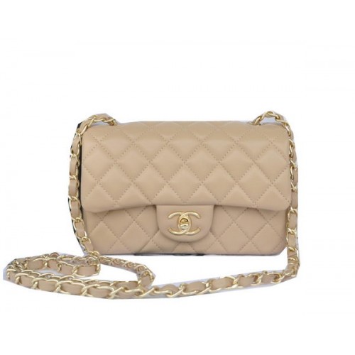 Chanel mini borsa classica con patta albicocca pelle di montone originale CHA1116 oro