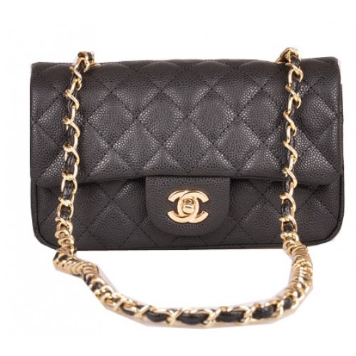 Chanel mini borsa con patta classica modello Cannage nero 1117 oro