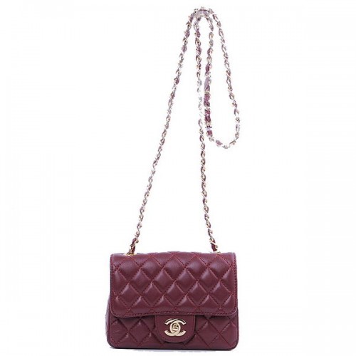 Borsa Chanel mini classica con patta pelle di montone bordeaux 1115 oro