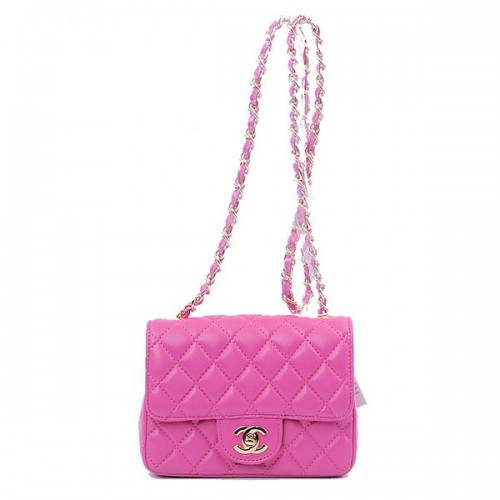 Borsa Chanel mini classica con patta Peach Sheekskin 1115 Gold